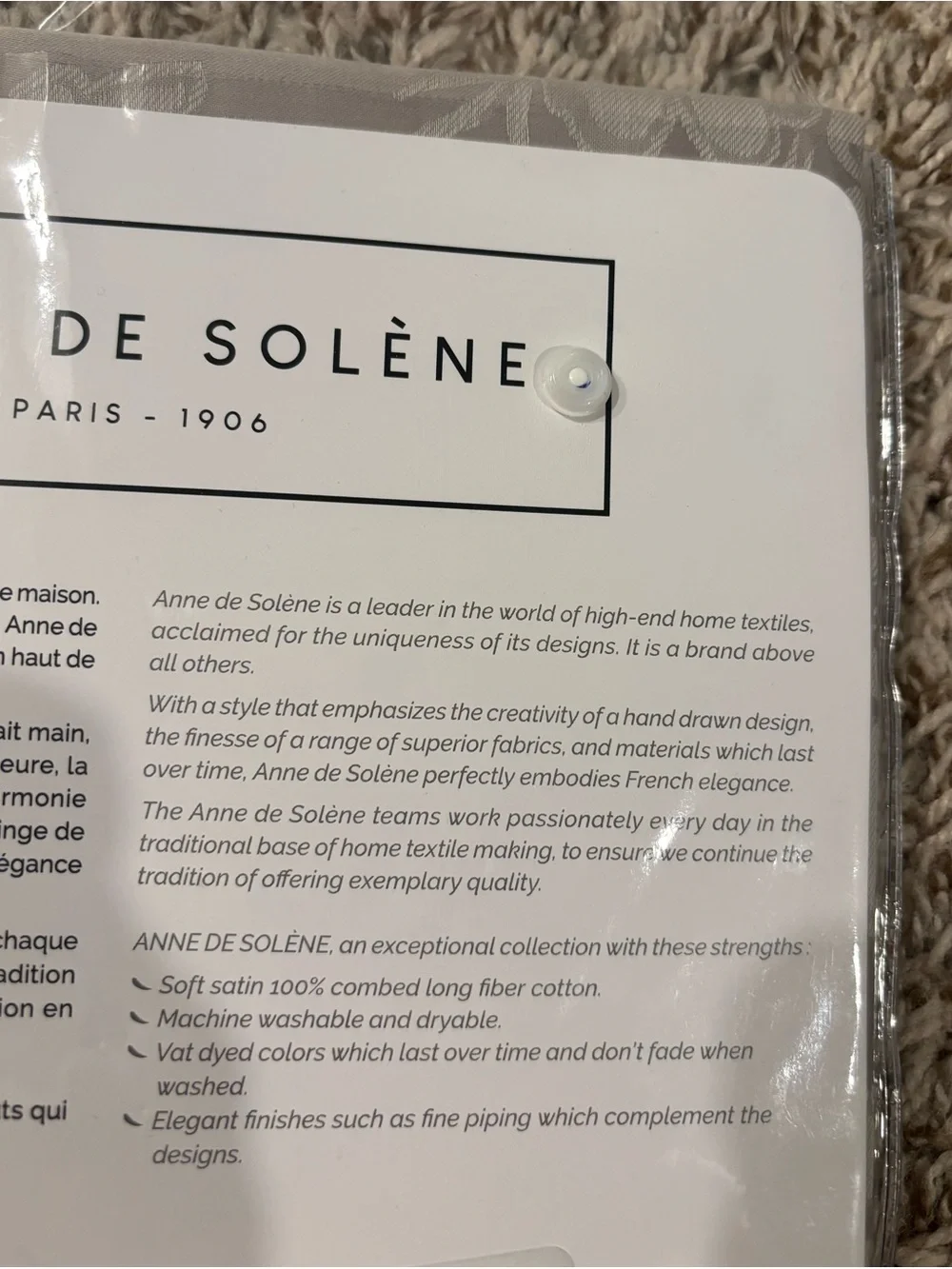 Anne de Solène Satin Jacquard King Sham in Gray